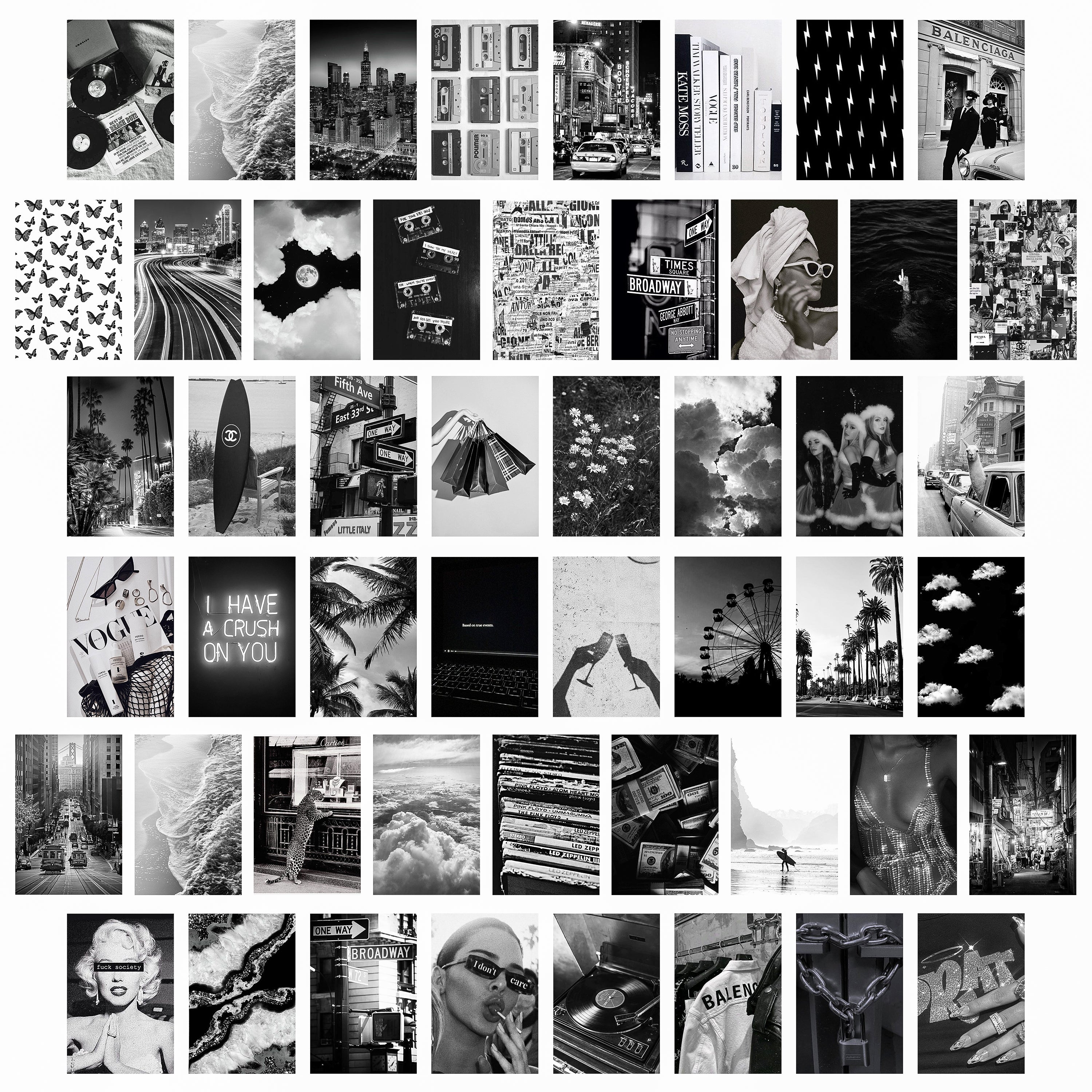 Ikatey 50PCS Black White Aesthetic Picture for Wall Collage