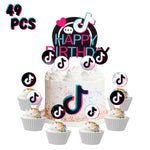 Load image into Gallery viewer, 49Pcs Music Note Happy Birthday Cake Topper Cupcake Toppers Kit, Cool Musical Themed Birthday Party Cake Cupcake Dessert Decorations Supplies for Boys Girls Birthday Celebrate Baby Shower Decor
