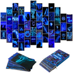 Load image into Gallery viewer, 50PCS Blue Neon Aesthetic Pictures Wall Collage Kit, Trendy Wall Prints Kit, Small Posters for Room Bedroom Aesthetic
