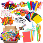 Load image into Gallery viewer, 1000Pcs DIY Art Craft Kit for Kids Creative Pompoms Hand puppet  Feather Foam Flowers Letters Crystal Sticker  Colorful Wooden Sticks Paper
