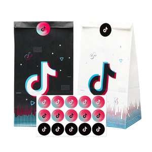 24Pcs tik music party paper bag set, music note theme birthday party, holiday party, wedding party small gift packaging bag