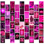 Load image into Gallery viewer, 50PCS Pink Neon Aesthetic Pictures Wall Collage Kit, Aesthetic Picture for Dorm Photo Wall Decor, Wall Art Pink for VSCO Girls
