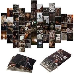 50PCS Dark Academia Aesthetic Pictures Wall Collage Kit, Retro Style Photo Collection Collage Dorm Decor for Teens and Young Adults
