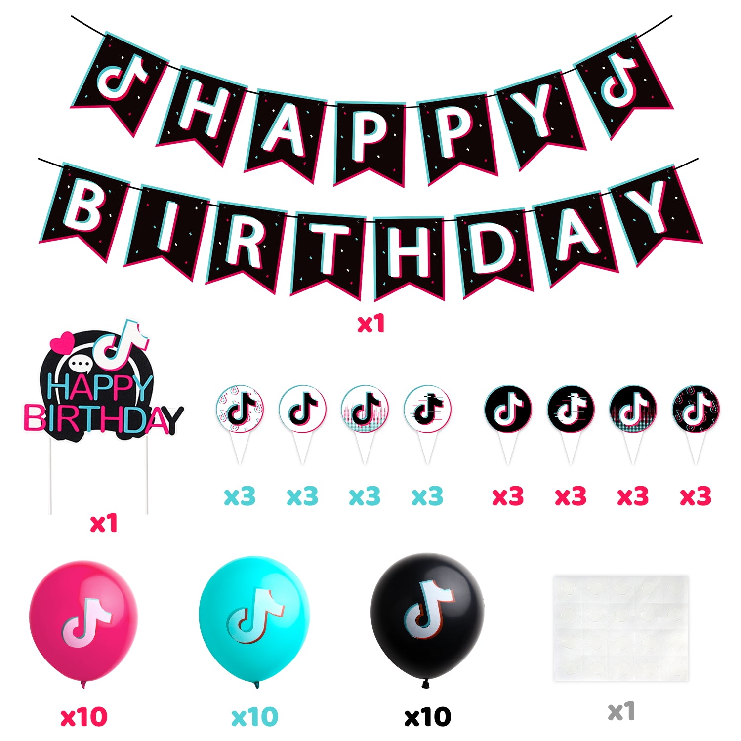 56Pcs Music Note Happy Birthday Party Decorations Set-Musical Theme Happy Birthday Banner Assorted Color Latex Balloons Cake Cupcake Toppers for Teen Boys Girls Birthday Friend Gathering Decor