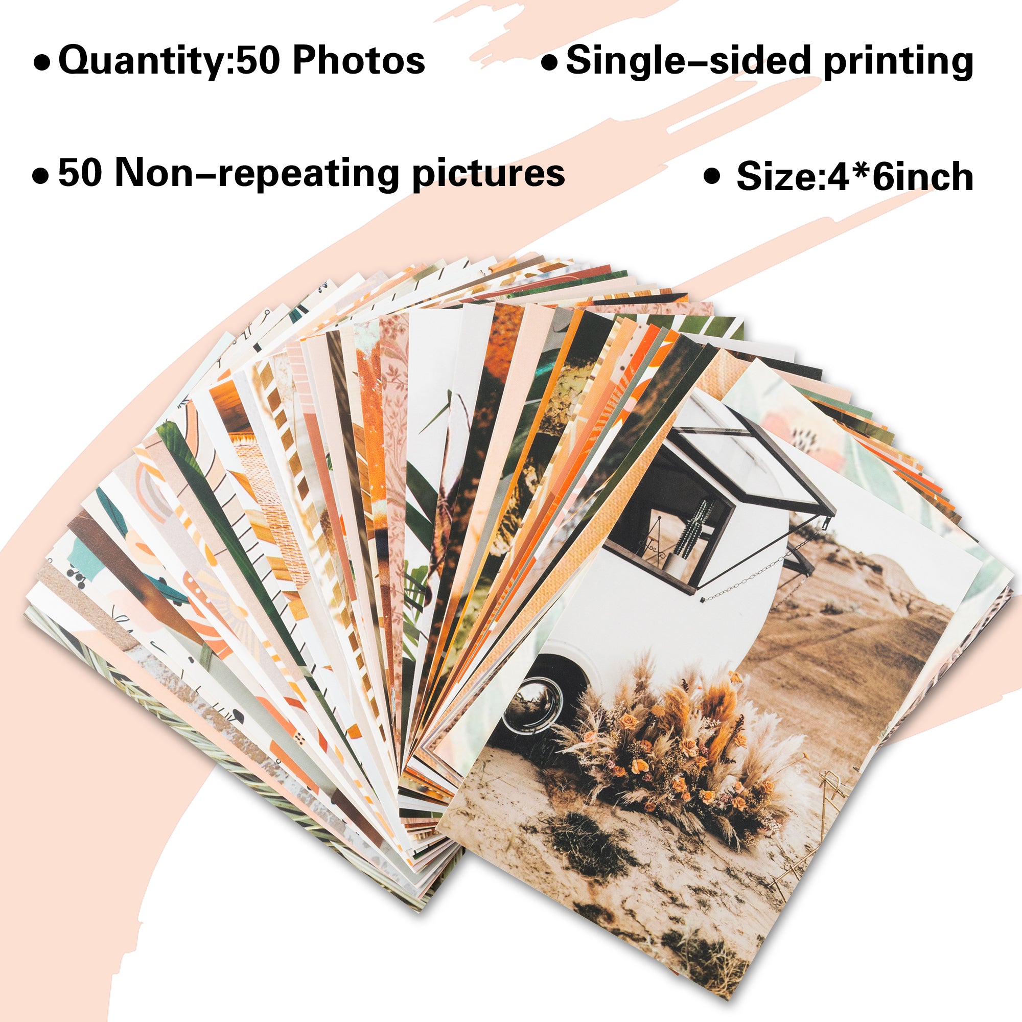 50PCS Boho Aesthetic Pictures Wall Collage Kit, Peach Teal Photo Collection, Small Posters for Room Bedroom Aesthetic