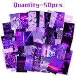 Load image into Gallery viewer, 50PCS Purple Aesthetic Picture for Wall Collage, Neon Purple Wall Collage, Wall Art Prints for Room

