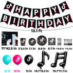 Load image into Gallery viewer, 146Pcs Music Note Birthday Party Decorations Set, Happy Birthday Banner Balloons Tablecloth Dinner Plates Plastic Knife Spoon Fork Napkin Paper Cup for Birthday Baby Shower Carnival Decoration

