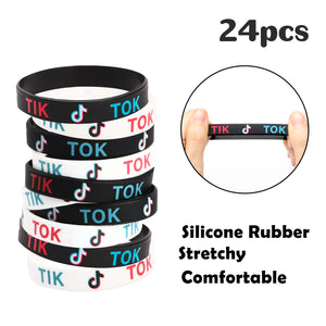 24 Pack Music Note Party Silicone Bracelet, Musical Note Rubber Wristband Short Video Party Gift, Music Party Birthday Favors Supplies Gift Goodie Bag Stuffing for Girls and Boys Music Fans