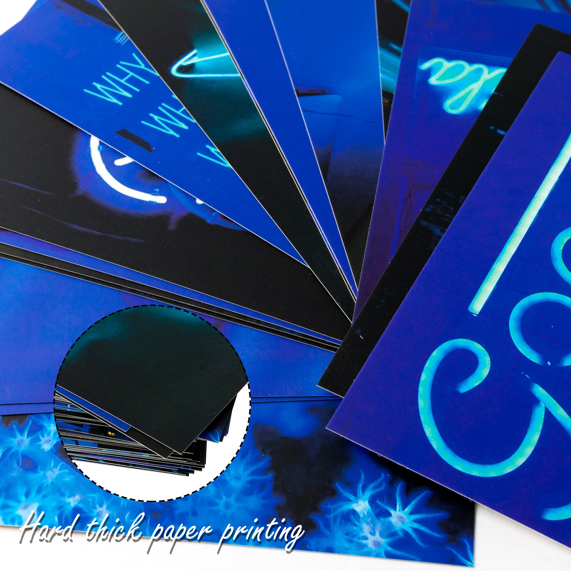 50PCS Blue Neon Aesthetic Pictures Wall Collage Kit, Trendy Wall Prints Kit, Small Posters for Room Bedroom Aesthetic