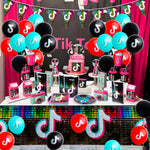 Load image into Gallery viewer, 124Pcs Music Note Party Supplies Set, Include Party Pennants Balloons Table Cloth Gift Bags Plates Forks Napkin for Musical Note Theme Birthday Party Decorations, Supply Pack Serves 20 Guests
