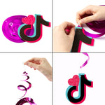 Load image into Gallery viewer, 30 Pcs Music Symbol Hanging Swirls Spirals Hanging Foil Ceiling Streamers Colorful Foil Whirls Cutout Music Themed Party Hanging Decorations for Baby Shower Wedding Birthday Party Supplies
