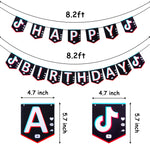 Load image into Gallery viewer, TIK TOK Happy Birthday Felt Banner, Music Note Sign Flags  Birthday Party Supplies
