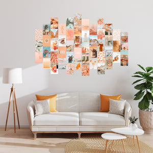 50PCS Peach Beach Aesthetic Wall Collage Kit, Boho Style Collage Print Kit, Wall Art Print for Room