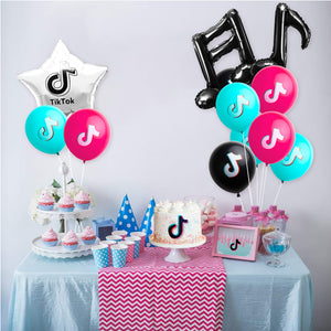 35Pcs Music Note Latex Balloons Aluminum Foil Balloon Kit, Musical Note Theme Birthday Party Decorations Musical DJ Short Video Party Supplies Wedding Anniversary Festival Decor