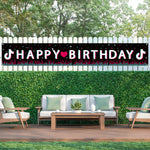 Load image into Gallery viewer, Music Note Happy Birthday Long Banner, Music Note Theme Birthday Party Decorations Music Short Video Party Supplies
