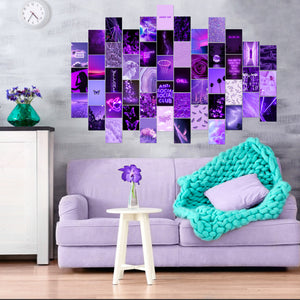 50PCS Purple Aesthetic Picture for Wall Collage, Neon Purple Wall Collage, Wall Art Prints for Room