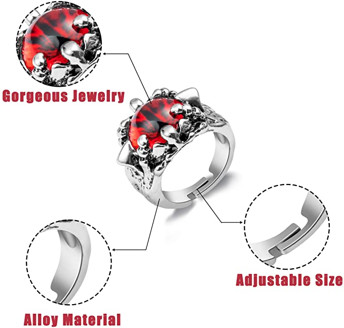 15Pcs Vintage Punk Rings Set, Stainless Steel Gothic Alloy Biker Adjustable Rings