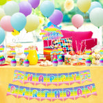 Load image into Gallery viewer, juce 76PCS Pop Fidget Toy Girl Pastel Party Decorations, Pop Push Happy Birthday Banner , Pop Fidget Toy Theme Cake Toppers for Kids, 12 IN Macaron Balloons for Party Favors
