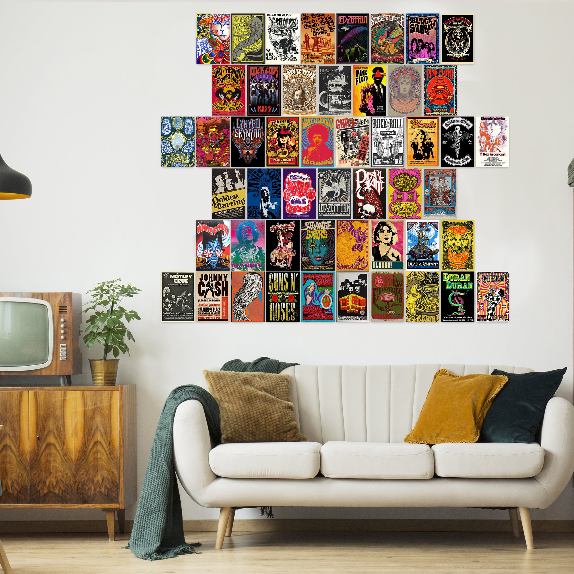 50pcs Vintage Rock Poster Aesthetic Wall Collage Kit Photo Collection Display for Dorm Art Prints Retro Classic Rock Band Posters Room Decor