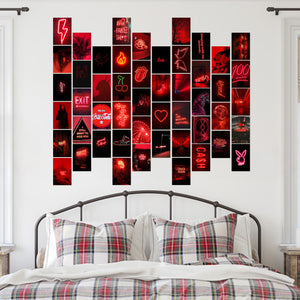 50PCS Red Neon Aesthetic Pictures Wall Collage Kit, Neon Red Photos Collections Collage Dorm Decors for Girl Teens and Women