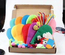 12Pcs Hand Puppet Making Kit for Kids Art Craft Felt Sock Puppet Creative DIY